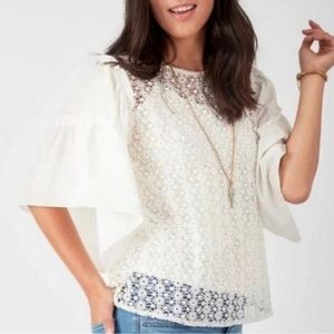 STELLA & DOT Gertie Crochet Eyelet Top Sz M